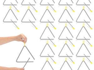 20 Pcs 6 Inch Steel Triangle Instrument Percussion Instrument Musical Instruments Hand Percussion Triangles Rhythm Triangle Instrument with Striker for Kids Adults