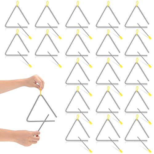 20 Pcs 6 Inch Steel Triangle Instrument Percussion Instrument Musical Instruments Hand Percussion Triangles Rhythm Triangle Instrument with Striker for Kids Adults 20 Pcs 6 Inch Steel Triangle Instrument Percussion Instrument Musical Instruments Hand Percussion Triangles Rhythm Triangle Instrument with Striker for Kids Adults