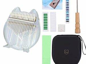 Rainbow Kalimba 17 Keys Thumb Piano Acrylic Kalimba Thumb Piano Reflecting Colored Light Mbira Finger Piano with EVA Case Tuning Hammer