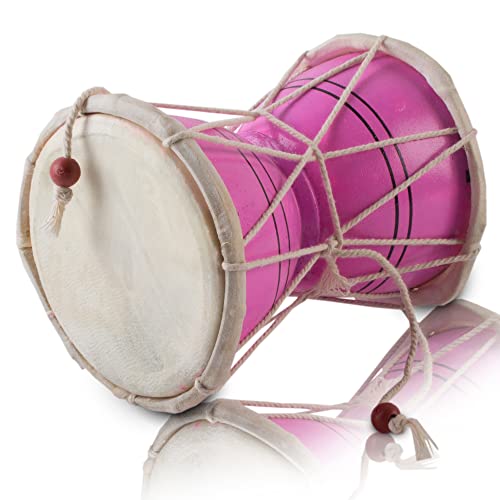 Handmade Wooden & Leather Classical Indian Folk Dumroo Damroo Damaru Hand Drum Set Percussion Decorative Collectible Showpiece World Musical Instruments (Pink) Handmade Wooden & Leather Classical Indian Folk Dumroo Damroo Damaru Hand Drum Set Percussion Decorative Collectible Showpiece World Musical Instruments (Pink)