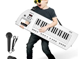 Pyle Portable Piano Keytar Electric Keyboard 37 Keys w/Microphone & Carry Strap