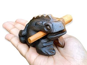 3 Inch Classic Handmade Percussion Instruments Wooden Frog Half Brown and Black Wooden Frog Musical Instrument (Black/Brown 3 In)
