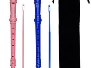 Kasteco 2 Pack German Style 8 Hole-3 Piece Descant Soprano Recorders with Cleaning Rod