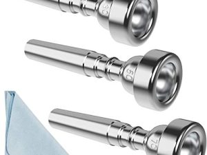 Silver Trumpet Mouthpiece 7C 5C 3C Trumpet Mouthpiece Set with Box Cleaning Cloth Compatible with Yamaha Bach Conn King Musical Instruments for Beginners and Professional Players 3Pack