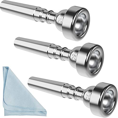 Silver Trumpet Mouthpiece 7C 5C 3C Trumpet Mouthpiece Set with Box Cleaning Cloth Compatible with Yamaha Bach Conn King Musical Instruments for Beginners and Professional Players 3Pack Silver Trumpet Mouthpiece 7C 5C 3C Trumpet Mouthpiece Set with Box Cleaning Cloth Compatible with Yamaha Bach Conn King Musical Instruments for Beginners and Professional Players 3Pack