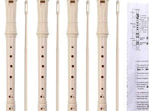 4 Pack 8 Hole Plastic Soprano Descant Recorder With Cleaning Rod