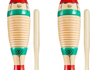 2 Pieces Colorful Fish Shaped Guiro Instrument Latin Percussion Musical Instruments Wooden Frog Instrument Musical Percussion Instruments for Adults Kids with Rhythm Sticks