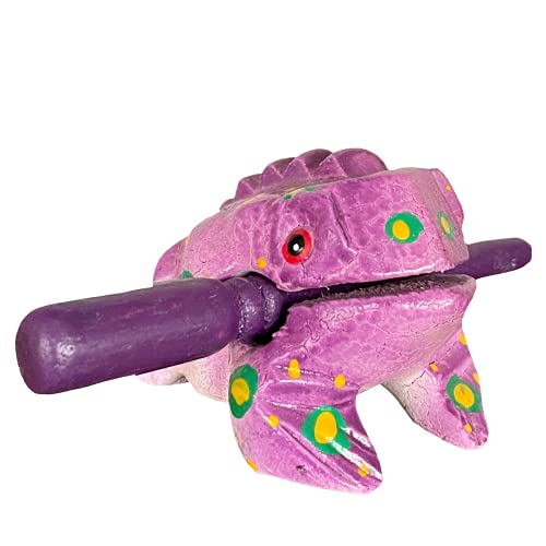 Cozinest 3" Wooden Frog Guiro Rasp Percussion Instruments Tone Block Thailand Craft Wood Frog Musical Instrument Adorable Gift (Purple Dots) Cozinest 3" Wooden Frog Guiro Rasp Percussion Instruments Tone Block Thailand Craft Wood Frog Musical Instrument Adorable Gift (Purple Dots)