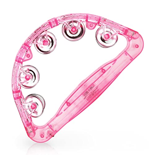 LED Tambourine - Musical Flashing Handheld Percussion Instruments for Adults - Light Up Tambourine with Batteries Included (Pink) LED Tambourine - Musical Flashing Handheld Percussion Instruments for Adults - Light Up Tambourine with Batteries Included (Pink)