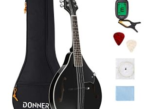Donner A Style Mandolin Instrument Black Beginner Adult Acoustic Mandolin Musical Instrument Mahogany 8 String