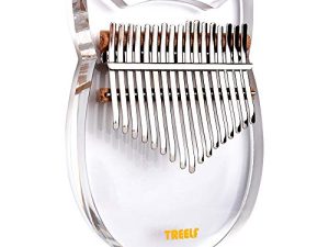 TREELF Kalimba 17 Keys Cute Cat Acrylic Thumb Piano Mbira Transparent Keyboard Finger Piano Gifts for Kids and Adults Beginners (TF-17C)