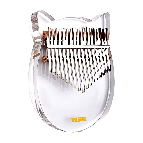 TREELF Kalimba 17 Keys Cute Cat Acrylic Thumb Piano Mbira Transparent Keyboard Finger Piano Gifts for Kids and Adults Beginners (TF-17C) TREELF Kalimba 17 Keys Cute Cat Acrylic Thumb Piano Mbira Transparent Keyboard Finger Piano Gifts for Kids and Adults Beginners (TF-17C)