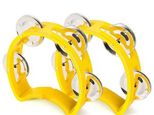 Flexzion Tambourine Hand Bell Percussion Musical Instruments (Yellow