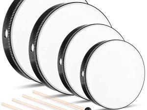 4 Pieces Kids Drums Hand Drums Percussion Wood Frame Drum with Drum Stick