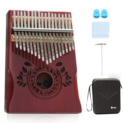 UNOKKI 17 Key Kalimba Thumb Piano For Adults & Kids with Hard Case & Hand Rest; Mahogany Mbira (Cherry Finish); Tuning Hammer UNOKKI 17 Key Kalimba Thumb Piano For Adults & Kids with Hard Case & Hand Rest; Mahogany Mbira (Cherry Finish); Tuning Hammer