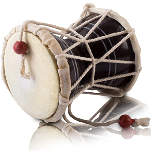 Handmade Wooden & Leather Classical Indian Folk Dumroo Damroo Damaru Hand Drum Set Percussion Decorative Collectible Showpiece World Musical Instruments (Brown) Handmade Wooden & Leather Classical Indian Folk Dumroo Damroo Damaru Hand Drum Set Percussion Decorative Collectible Showpiece World Musical Instruments (Brown)