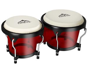 EastRock Bongo Drums 6” and 7” Set for Kids Adults Beginners Professionals Transparent Cavity and Metal Bongos Drum Percussion Instruments with Tuning Wrench (Red 6”+7” Bongos)