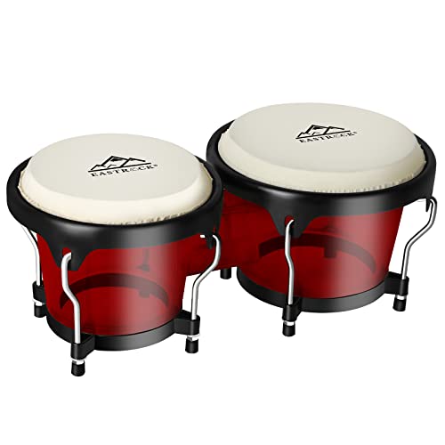 EastRock Bongo Drums 6” and 7” Set for Kids Adults Beginners Professionals Transparent Cavity and Metal Bongos Drum Percussion Instruments with Tuning Wrench (Red 6”+7” Bongos) EastRock Bongo Drums 6” and 7” Set for Kids Adults Beginners Professionals Transparent Cavity and Metal Bongos Drum Percussion Instruments with Tuning Wrench (Red 6”+7” Bongos)