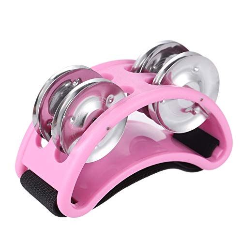 Foot Tambourine Percussion Musical Instrument with Metal Jingle Bell for Guitar Drum Accessory Instrument (Pink) Foot Tambourine Percussion Musical Instrument with Metal Jingle Bell for Guitar Drum Accessory Instrument (Pink)