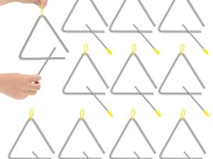 10 Pcs Musical Steel Triangle Percussion Instrument with Striker Rhythm Triangle Instrument Hand Percussion Triangles for Kids Adults (8 Inch)