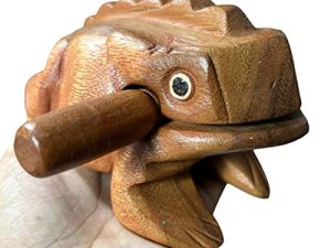 NUTTA - 7 Inches Wooden Frog Guiro Rasp Musical Instrument Wood Percussion Desk Scraping Frog with Frog Sound Ideas Funny Instruments Nature Wood Music Home Garden Decoration