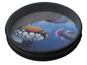 Yibuy Sound Drum Percussion Wave Bead Ocean Hand Drum with Hardwood Sea Drum Musical Instrument Percussion 10 inch for Party