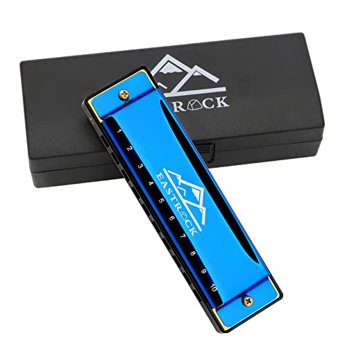 EastRock Blues Harmonica Mouth Organ 10 Hole C Key with Case EastRock Blues Harmonica Mouth Organ 10 Hole C Key with Case