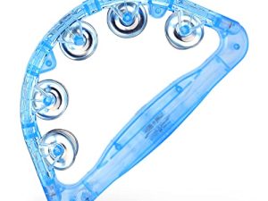 LED Tambourine - Musical Flashing Handheld Percussion Instruments for Adults - Light Up Tambourine with Batteries Included (Blue)