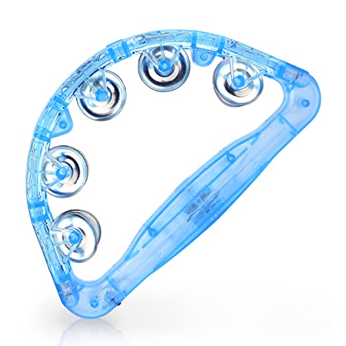 LED Tambourine - Musical Flashing Handheld Percussion Instruments for Adults - Light Up Tambourine with Batteries Included (Blue) LED Tambourine - Musical Flashing Handheld Percussion Instruments for Adults - Light Up Tambourine with Batteries Included (Blue)