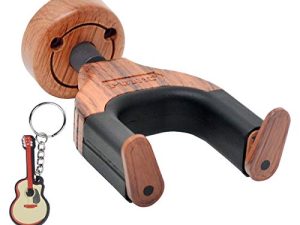 Guitar Hook Auto Lock Guitar Hanger Guitar Wall Stand and Creative Design Guitar Wood Base Fit All Guitar Musical Instruments with Free Guitar Keychain Gift