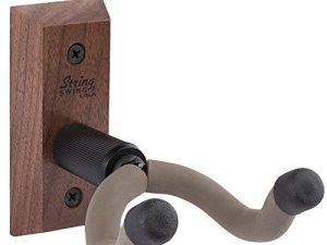 String Swing CC01K-BW Guitar Hanger and Guitar Wall Mount Bracket Holder for Acoustic and Electric Guitars Black Walnut