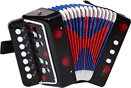 AIMEIS Kids Accordion 10 keys Button Accordian Musical Instrument Accordions Gifts for Beginners (Black) AIMEIS Kids Accordion 10 keys Button Accordian Musical Instrument Accordions Gifts for Beginners (Black)