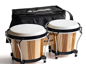 MUSICUBE Bongo Drums for Kids Adults Professional 6” and 7” Tunable Hand-Crafted Bongo Drum Percussion Instrument with Tuning Wrench and Storage Bag (Natural Skin)