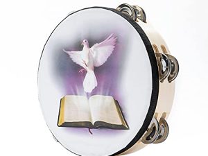 MUSFUNNY Tambourines 8 inch Dove Bible Double Row Jingle Tambourine for Adults