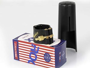 Rochix Leather Ligature with Copper Sheet and Plastic Cap for Tenor Saxophone Sax