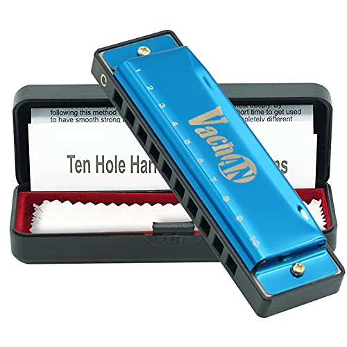VACHAN Blues Harmonica Mouth Organ 10 Holes 20 Tones C Key Beginner Harmonica with Case for Kids VACHAN Blues Harmonica Mouth Organ 10 Holes 20 Tones C Key Beginner Harmonica with Case for Kids
