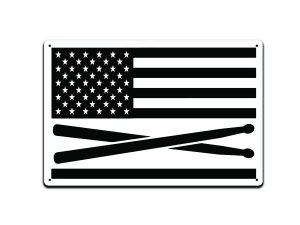 American Flag Drum Sticks 12 X 8 Metal Tin Sign Décor Vintage Band Rock Drum Punk Pop Guitar Metal Country Music Instrument Musical Singer DJ Acoustic Studio Jazz Sing MS125