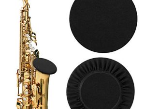 Yeshone 2 Pieces Instrument Bell Covers Saxophone Bell Cover Music Instrument Cleaning and Care Product Cover for Trumpet Alto Saxophone Bass Clarinet Cornet (Black