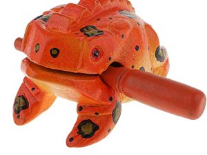 3.5" Wooden Frog Guiro Rasp Instrument - Percussion Musical Tone Block Craft (Painted Orange)
