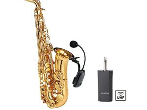 Wireless Saxophone Microphone UHF for Musical Instruments Speaker Voice Amplifier with Receiver Clip Professional Orchestra Trumpet Saxo HiFi Megaphone Condenser Portable Handheld Mini Mic