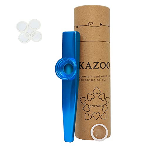 Fartime Blue Exquisite Aluminum Alloy Kazoo With 5 Kazoo Flute Diaphragms And A Beautiful Gift Box-Musical Instruments.(blue)… Fartime Blue Exquisite Aluminum Alloy Kazoo With 5 Kazoo Flute Diaphragms And A Beautiful Gift Box-Musical Instruments.(blue)…
