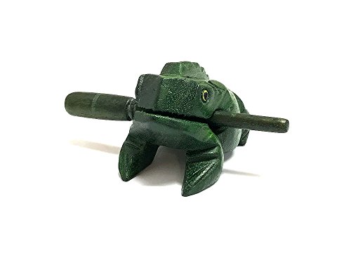 Mia Jewel Shop Handmade Wooden Croaking Frog Rasp Guiro Tone Block 5 inches Animal Shaped Figurine Percussion Musical Instrument with Stick (Green) (MI-020401) Mia Jewel Shop Handmade Wooden Croaking Frog Rasp Guiro Tone Block 5 inches Animal Shaped Figurine Percussion Musical Instrument with Stick (Green) (MI-020401)