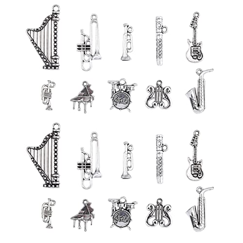 KitBeads 100pcs Tibetan Music Charms Piano Guitar Harp Drum Charms Mixed Style Musical Instrument Charms for Jewelry Making Bracelets KitBeads 100pcs Tibetan Music Charms Piano Guitar Harp Drum Charms Mixed Style Musical Instrument Charms for Jewelry Making Bracelets