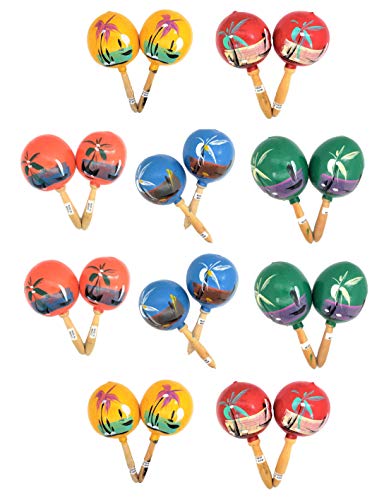8" Hand Made Genuine Mexican Real Wooden Maracas (10 Pairs (5 Colors) 20 Maracas) Hand Painted. Wood. Noisemaker. Latin Dance Party Fiesta Musical Instrument. 8" Hand Made Genuine Mexican Real Wooden Maracas (10 Pairs (5 Colors) 20 Maracas) Hand Painted. Wood. Noisemaker. Latin Dance Party Fiesta Musical Instrument.