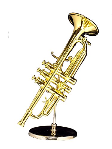 5" Gold Trumpet w/Case Miniature Replica Music Musical Instrument 5" Gold Trumpet w/Case Miniature Replica Music Musical Instrument