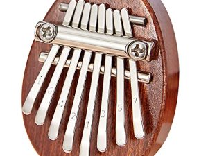 Cega Mini Kalimba 8 Keys Thumb Piano Cute Portable Exquisite Oval Finger Piano Musical Instrument Sapele Wood Marimba Good Accessory Pendant Gift for Kids Adult Beginners