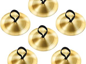Boao 6 Pieces Finger Cymbals Belly Dancing Finger Dance Finger Zills Dance Finger Musical Instrument for Dancer Party (Brass