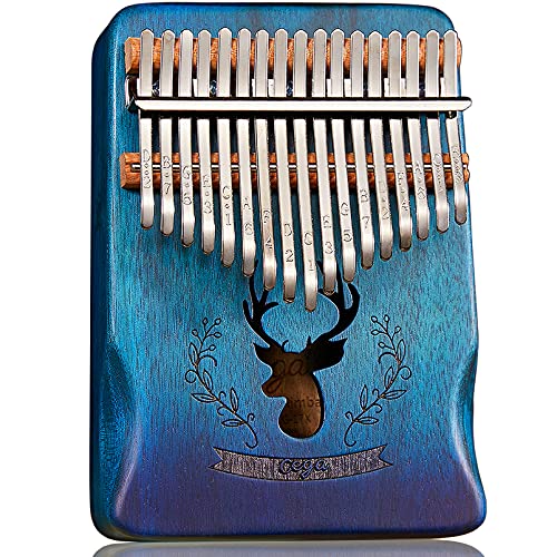 Kalimba 17 Key Thumb Piano Finger Piano Handhold Mbira Premium Mahogany Deer Pattern Portable Musical Instrument Gifts for Kids Amateur and Beginner (Gradient Blue) Kalimba 17 Key Thumb Piano Finger Piano Handhold Mbira Premium Mahogany Deer Pattern Portable Musical Instrument Gifts for Kids Amateur and Beginner (Gradient Blue)