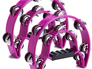 Facmogu 1 Pair Handheld Tambourine with 80PCS Metal Jingles