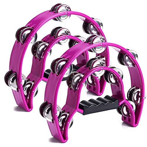 Facmogu 1 Pair Handheld Tambourine with 80PCS Metal Jingles Facmogu 1 Pair Handheld Tambourine with 80PCS Metal Jingles